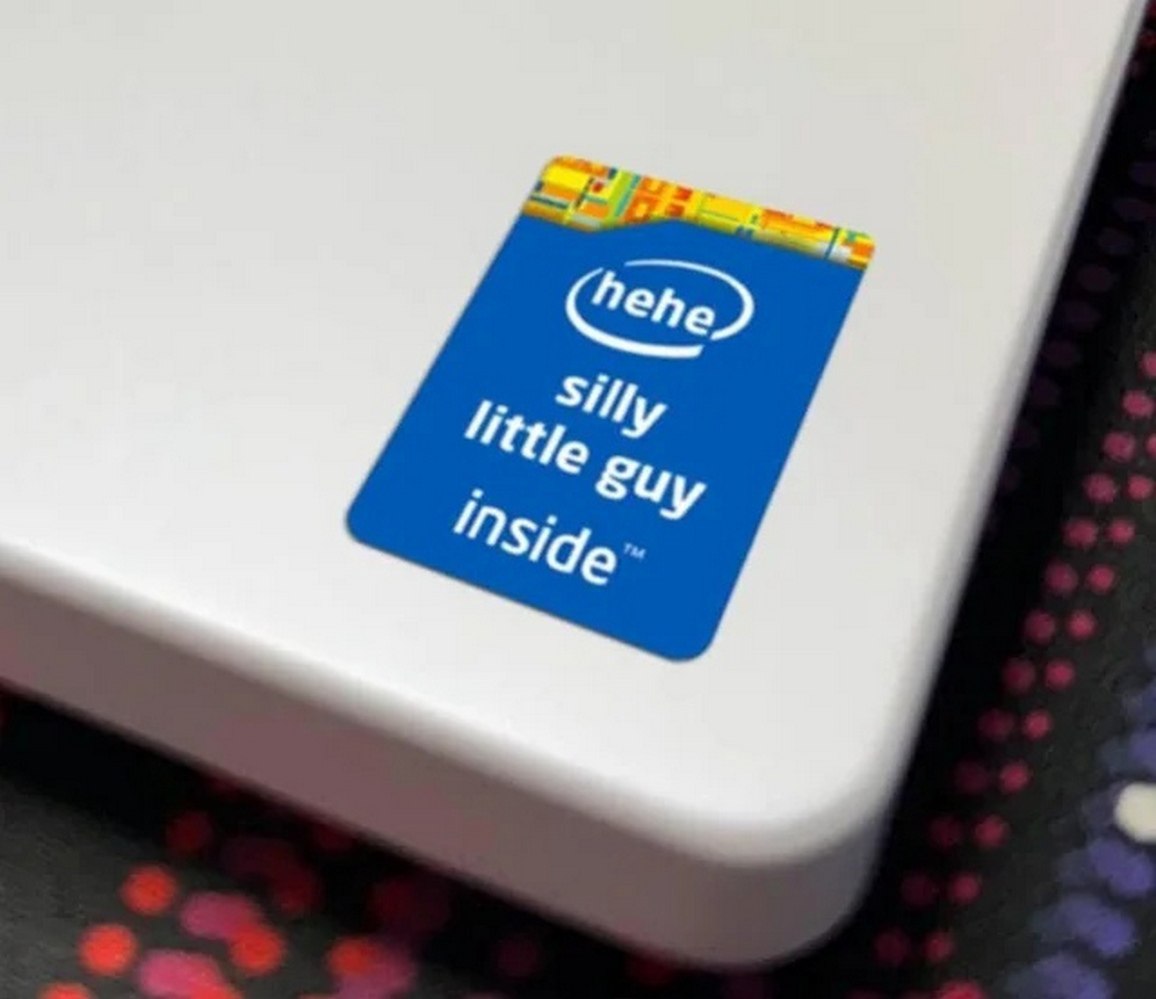 Hehe silly little guy inside Наклейка Intel Hehe silly little guy inside на ноутбуке