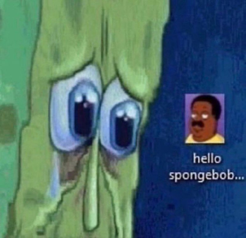Сквидвард и hello spongebob Сквидвард в ужасе от сообщения «hello spongebob...»