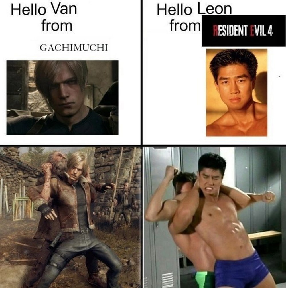 Hello Van from Gachimuchi, Hello Leon from Resident Evil 4 Привет Ван из Гачимучи, Привет Леон из Resident Evil 4