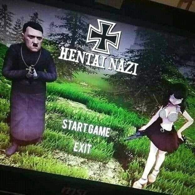 Hentai Nazi игра Скриншот экрана игры "Hentai Nazi" с Гитлером и аниме-девушкой