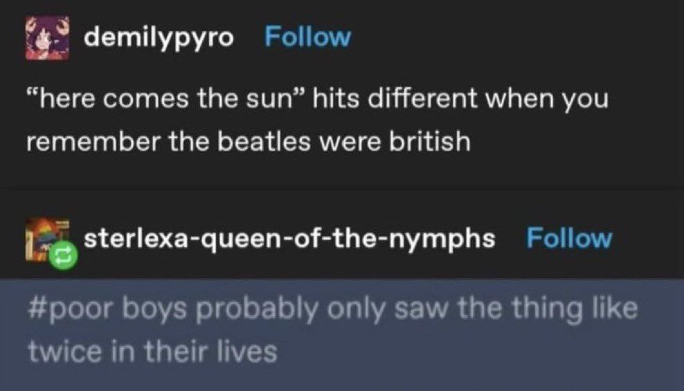 Here comes the sun hits different Мем с текстом "Here comes the sun" hits different when you remember The Beatles were british