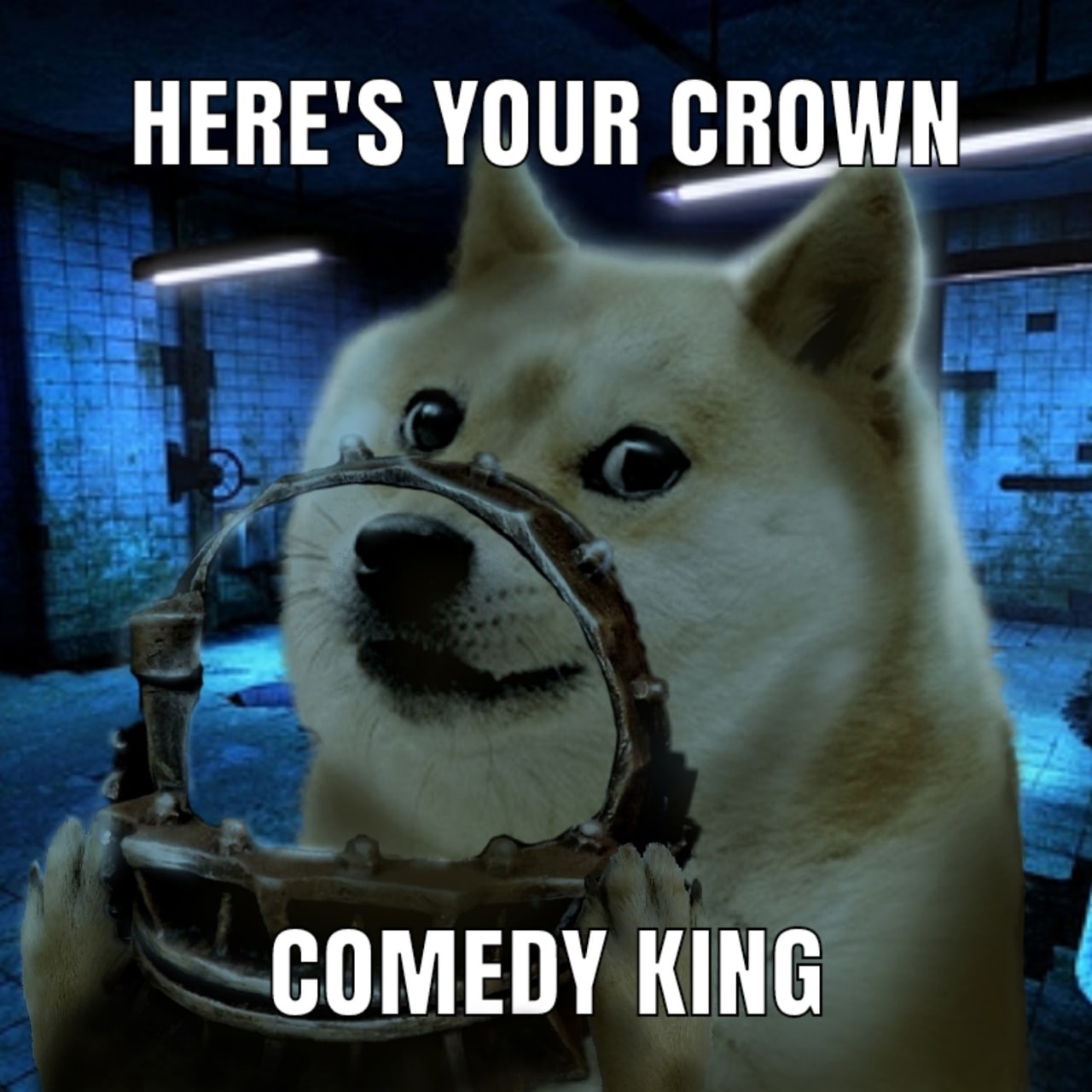 Here's your crown comedy king Доге вручает корону «королю комедии» — капкан из фильма «Пила»