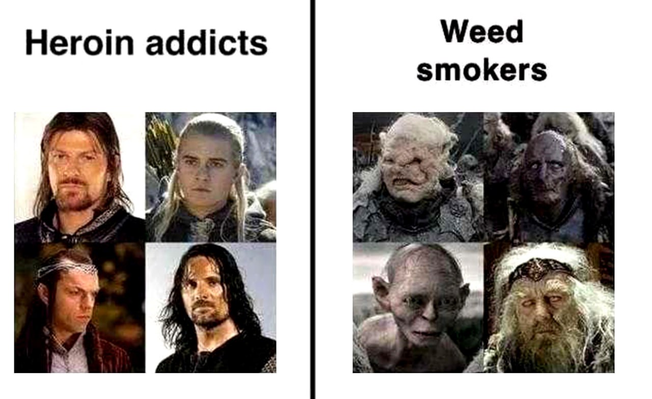 Heroin addicts Weed smokers Героиновые наркоманы против курильщиков травки, персонажи Властелина колец