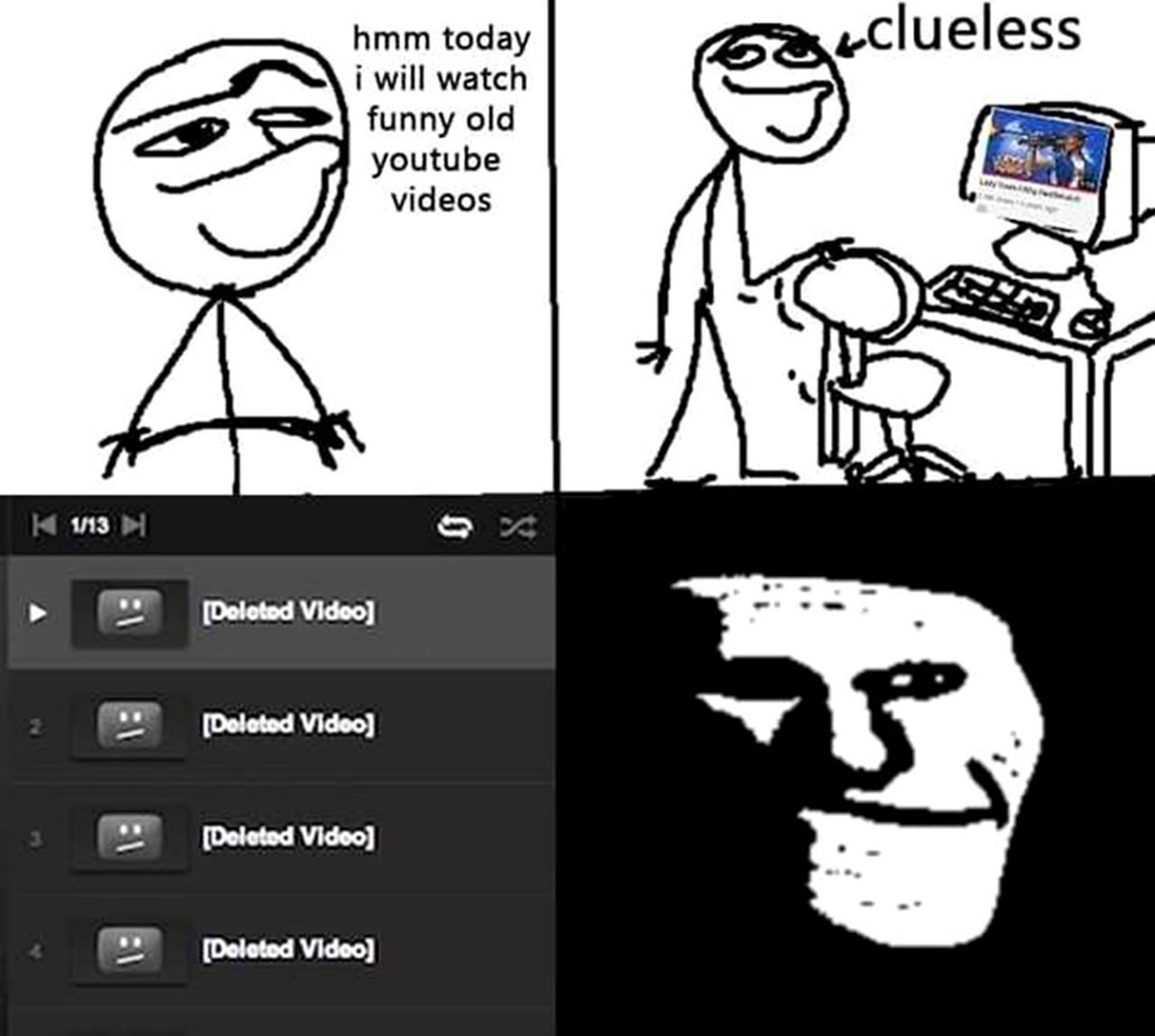 Hmm today i will watch funny old youtube videos Грустный человек обнаруживает, что его любимые старые видео на YouTube удалены