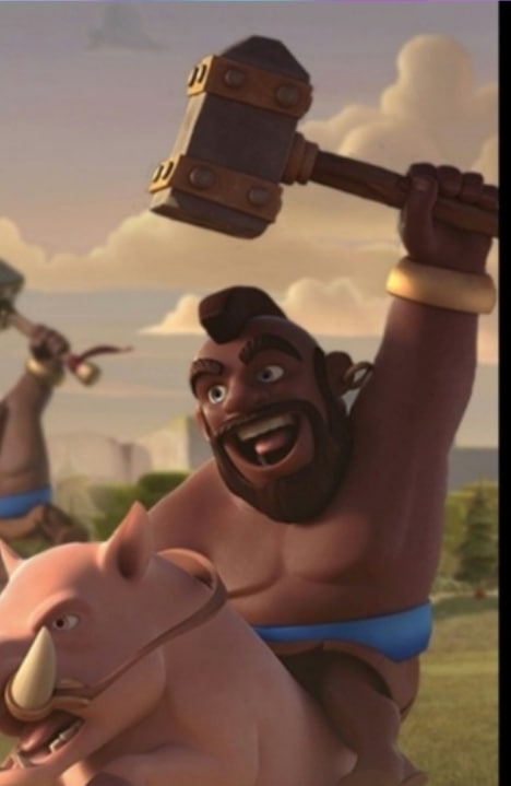 Счастливое лицо наездника на кабане Счастливое лицо наездника на кабане из Clash of Clans с молотом