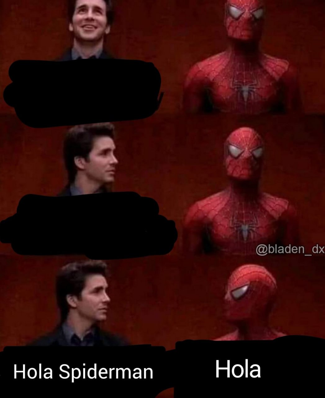 Hola Spiderman Hola Мем, где человек говорит «Привет, Человек-паук», а Человек-паук отвечает «Привет».