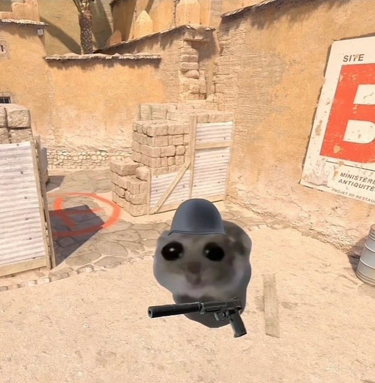 Хомяк с пистолетом в CS Забавный хомяк в каске с пистолетом на карте Dust 2 из CS:GO
