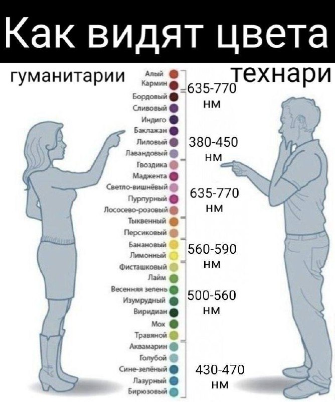 Как видят цвета гуманитарии и технари Как гуманитарии и технари видят цвета: сравнение восприятия оттенков и их длин волн