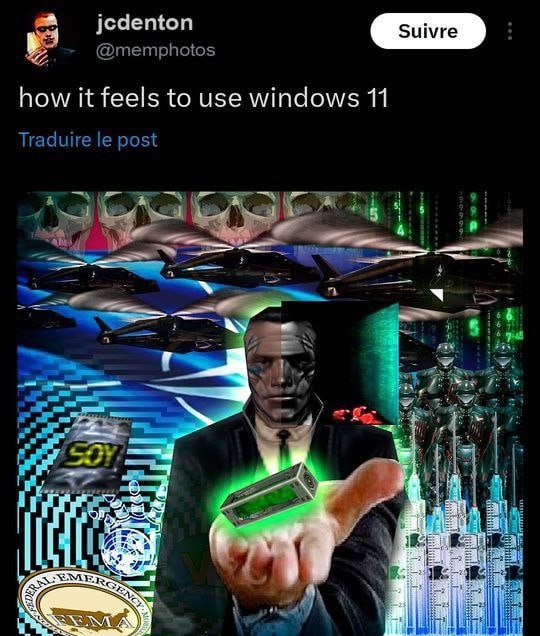 How it feels to use Windows 11 Мем "How it feels to use Windows 11" с персонажем из Deus Ex