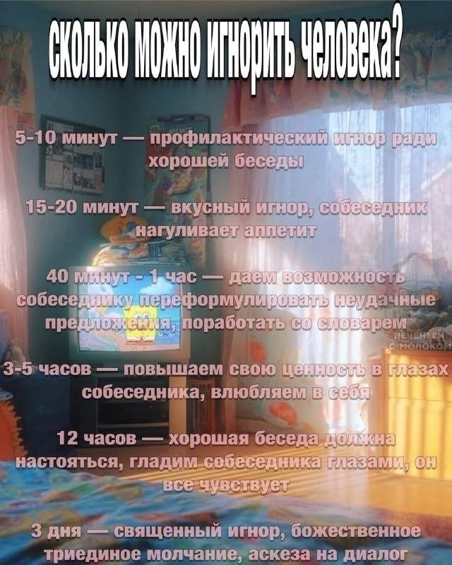 Шкала времени, показывающая, сколько можно игнорировать человека, прежде чем молчание станет слишком долгим и абсурдным