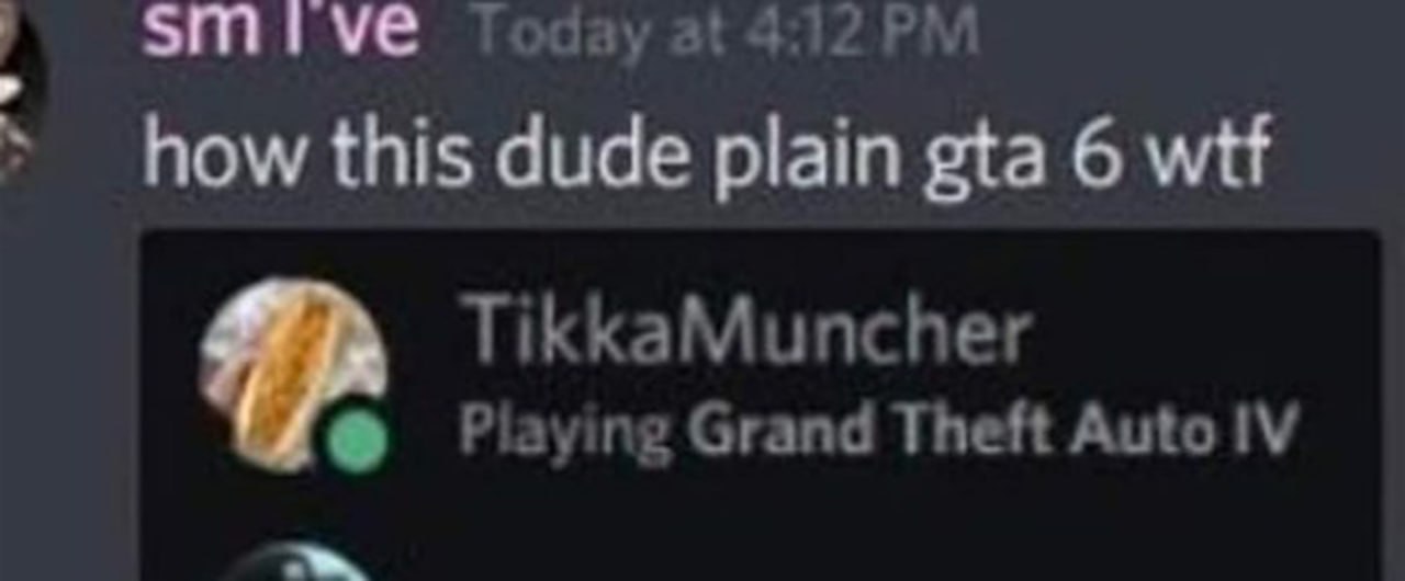 How this dude plain gta 6 wtf Скриншот из Discord, где один пользователь удивлен, что другой играет в GTA 6, хотя на самом деле это GTA 4