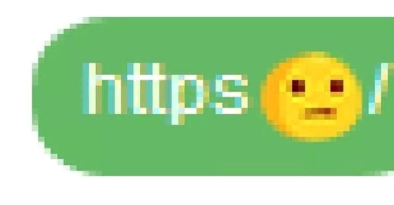 Https эмодзи Желтый эмодзи с открытым ртом и квадратными глазами на зеленом фоне с надписью «https» и косой чертой.