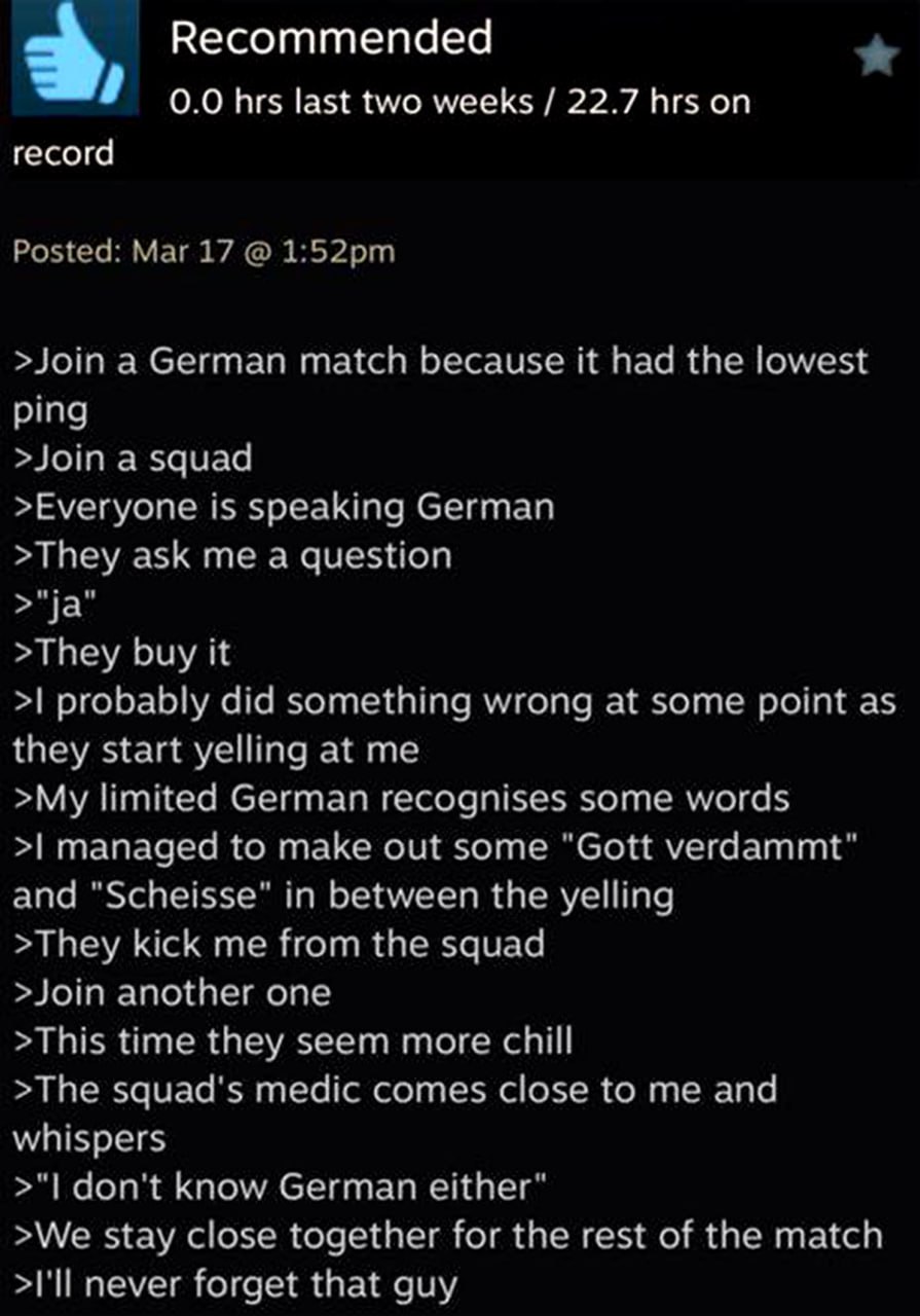 I don't know German either Мем со скриншотом Steam, где игрок не знает немецкий в команде
