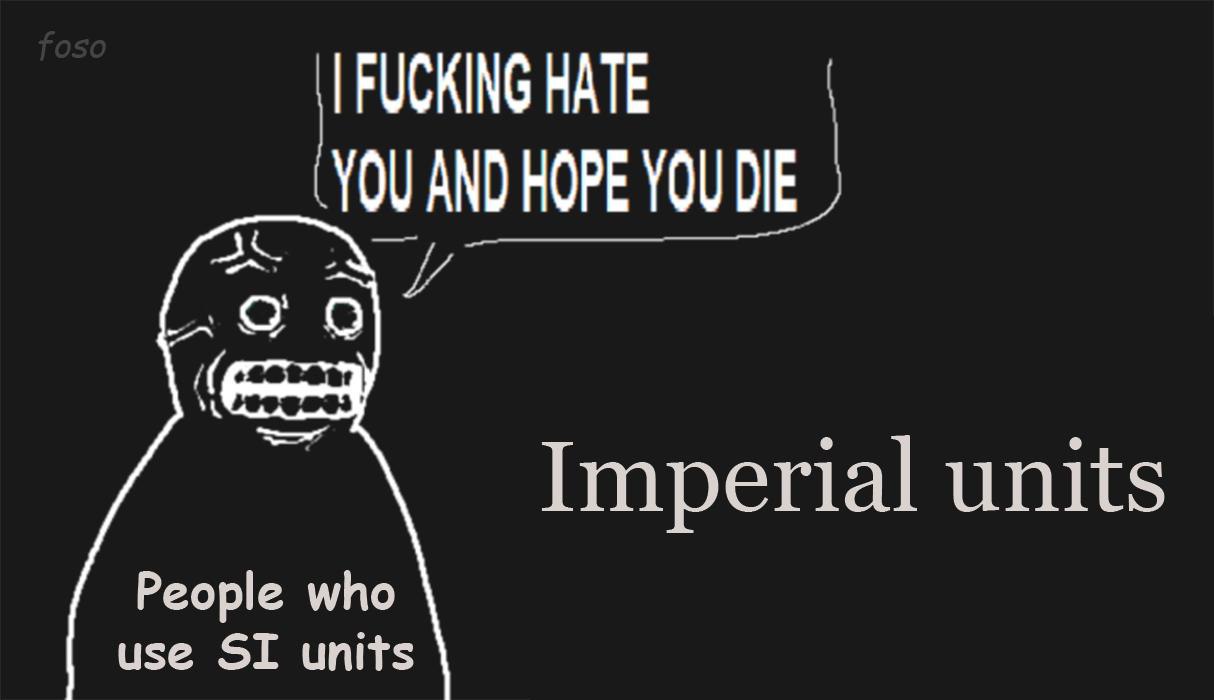 I FUCKING HATE YOU AND HOPE YOU DIE Мем про людей, которые используют единицы СИ и ненавидят имперские единицы