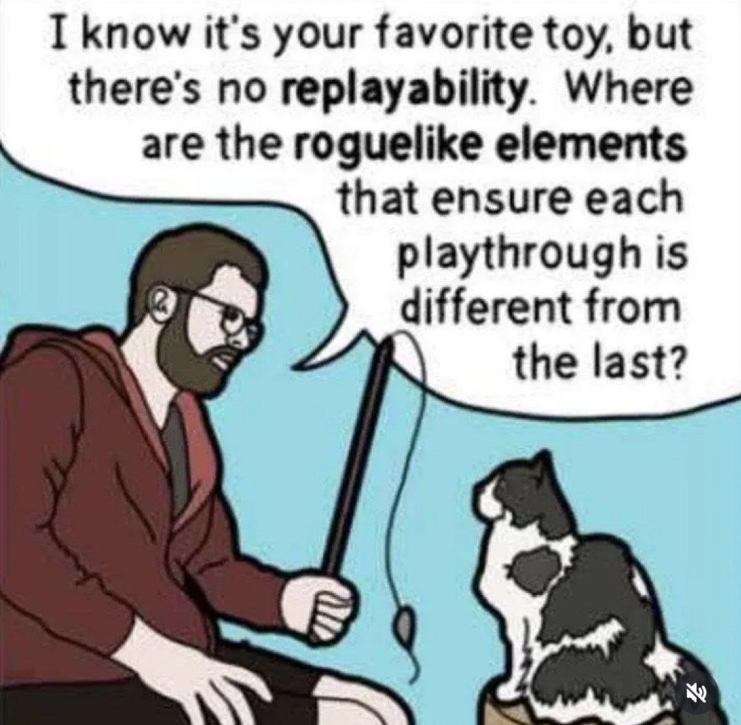 I know it’s your favorite toy but there’s no replayability Мужчина говорит коту про отсутствие реиграбельности у игрушки