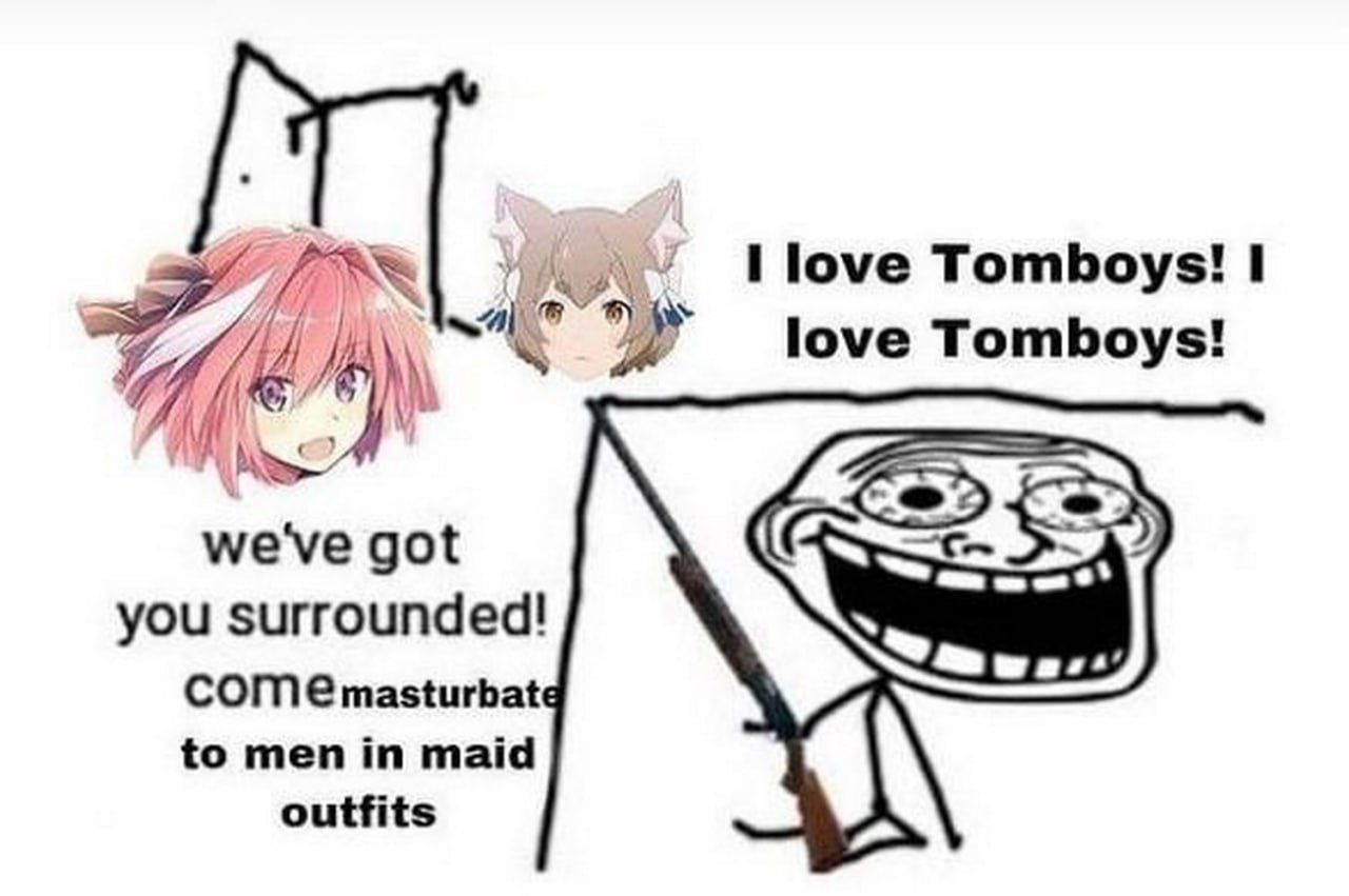 I love Tomboys Мем с Троллфейсом и фразой "I love Tomboys"