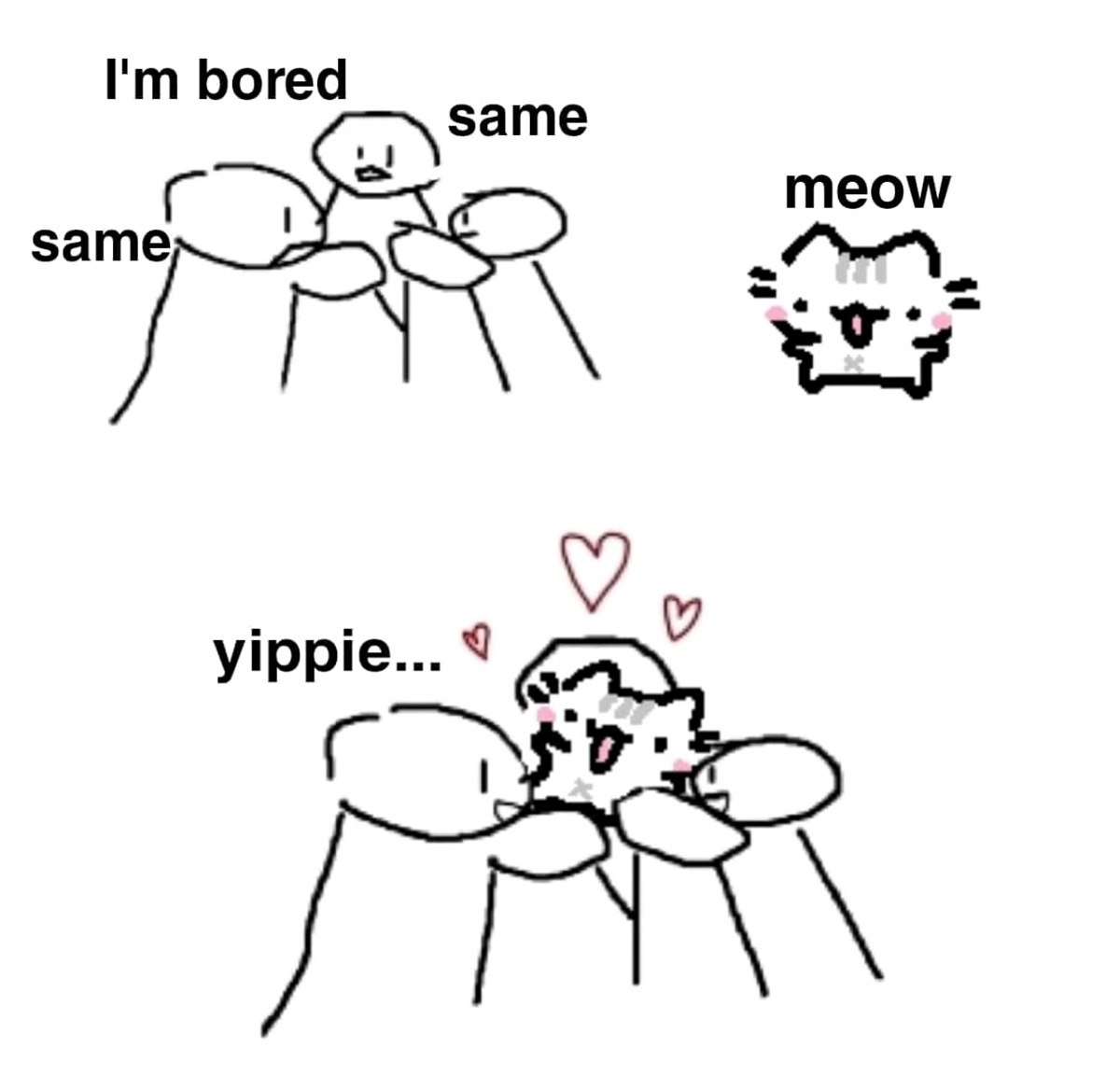 I'm bored same meow Люди и кот, которые спасают от скуки, или I'm bored same meow meme