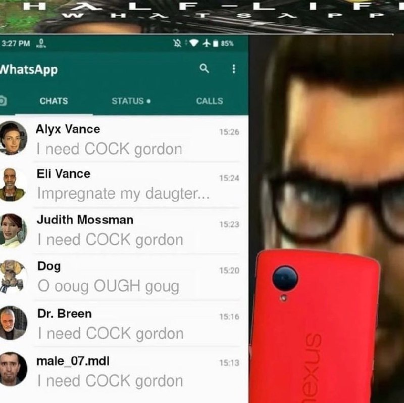 I need COCK gordon Переписка Гордона Фримена в вотсапе, где все хотят от него петуха