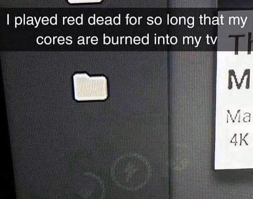 I played red dead for so long that my cores are burned into my tv Выгоревшие ядра Red Dead Redemption на экране телевизора