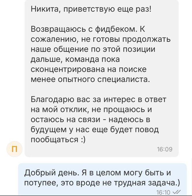 Я в целом могу быть и потупее Мем с перепиской, где человек предлагает быть потупее для работы