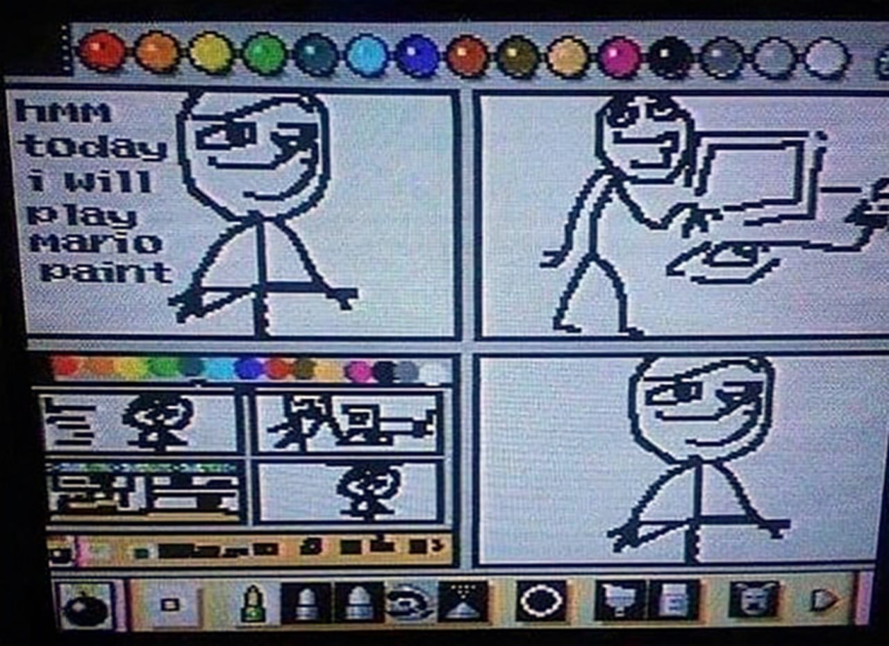 Поиграю в Mario Paint Человек-палочка хочет поиграть в Mario Paint