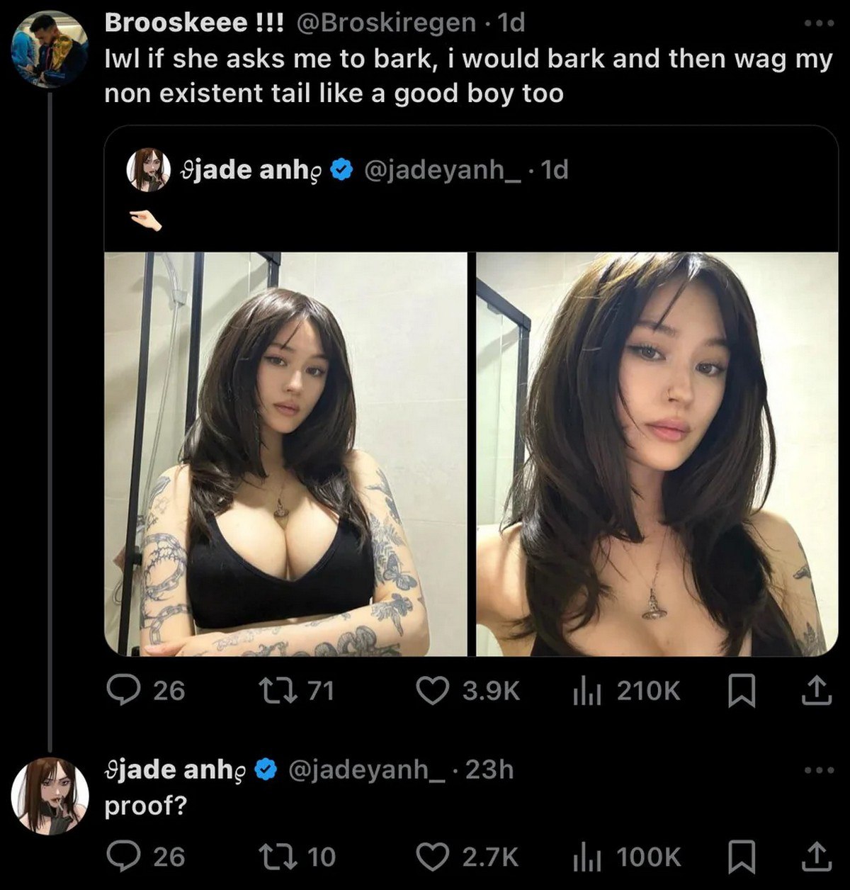 If she asks me to bark Мем с надписью «If she asks me to bark»