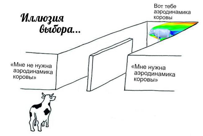 Иллюзия выбора с аэродинамикой коровы Иллюзия выбора: нужна ли корове аэродинамика