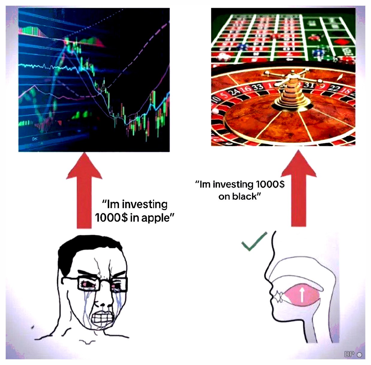 Im investing 1000$ in apple Им investing 1000$ in apple vs Im investing 1000$ on black. Грустный вояк и схема правильного положения языка.