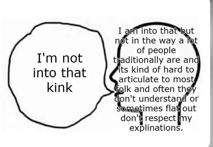 Мем с фразой «I'm not into that kink» и подробным объяснением необычного отношения к кинкам