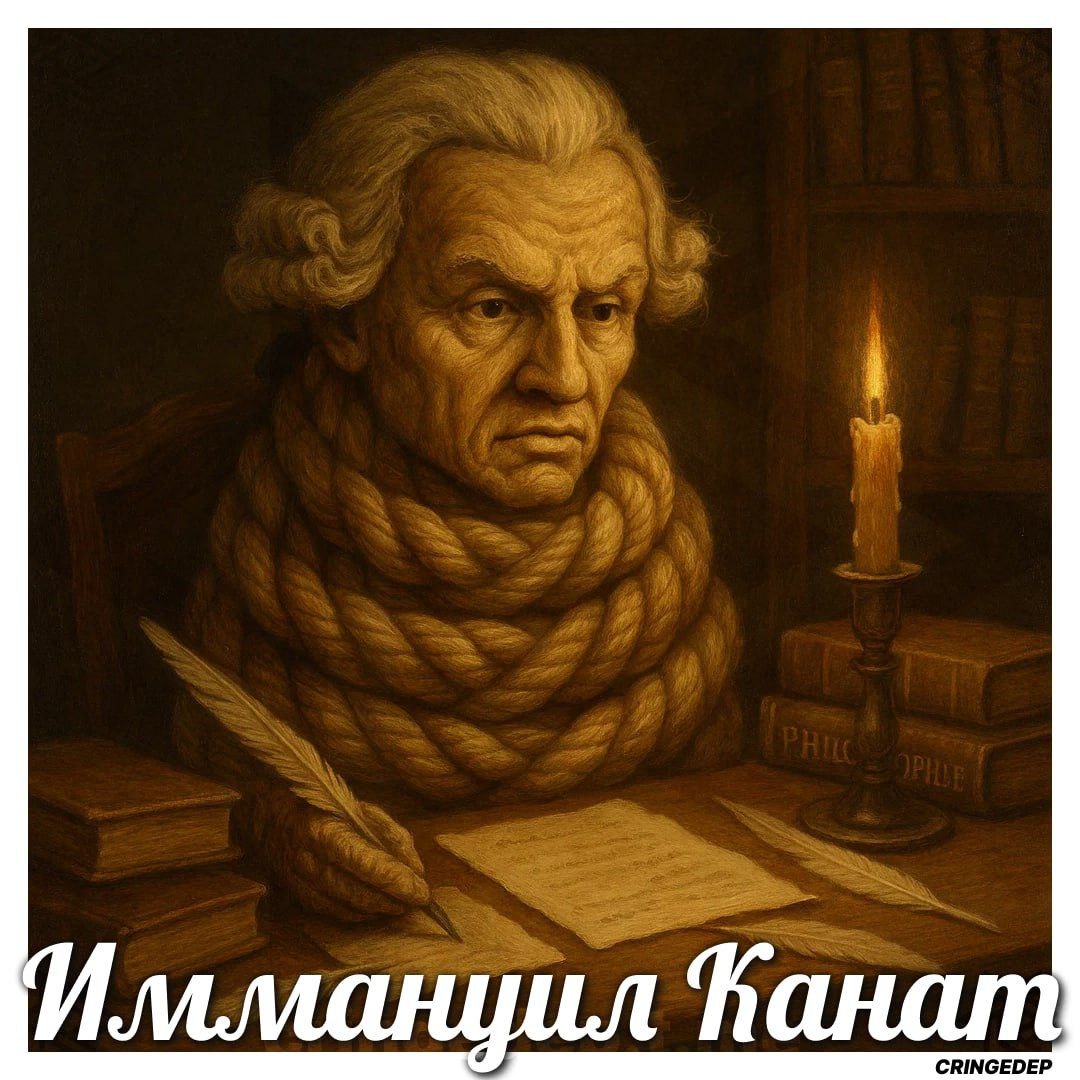 Иммануил Канат Мем с Иммануилом Кантом, обмотанным канатом, и надписью "Иммануил Канат"