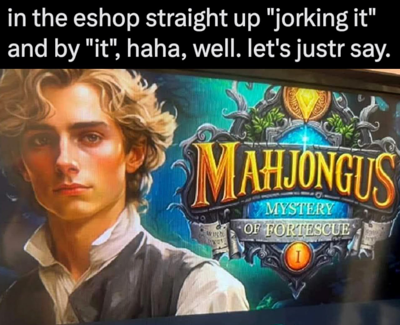 In the eshop straight up "jorking it" Mahjongus Скриншот с игрой Mahjongus с надписью «Jorking it»
