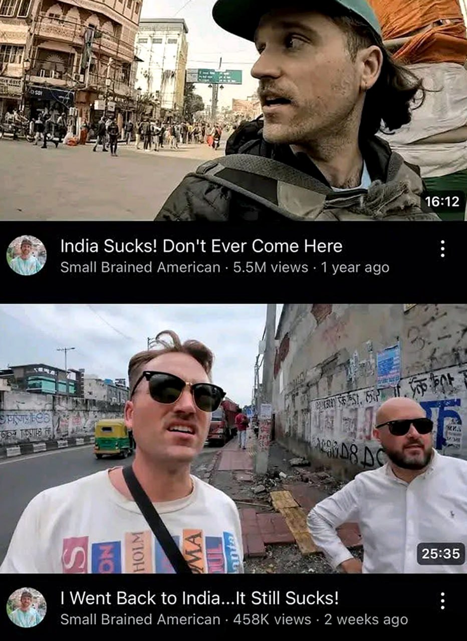 India Sucks! Don't Ever Come Here Мужчина, который говорит «Индия отстой!», а затем возвращается и утверждает, что она все еще отстой