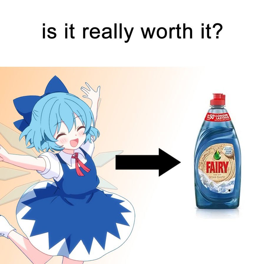 Персонаж Cirno и моющее средство Fairy, действительно ли оно того стоит?