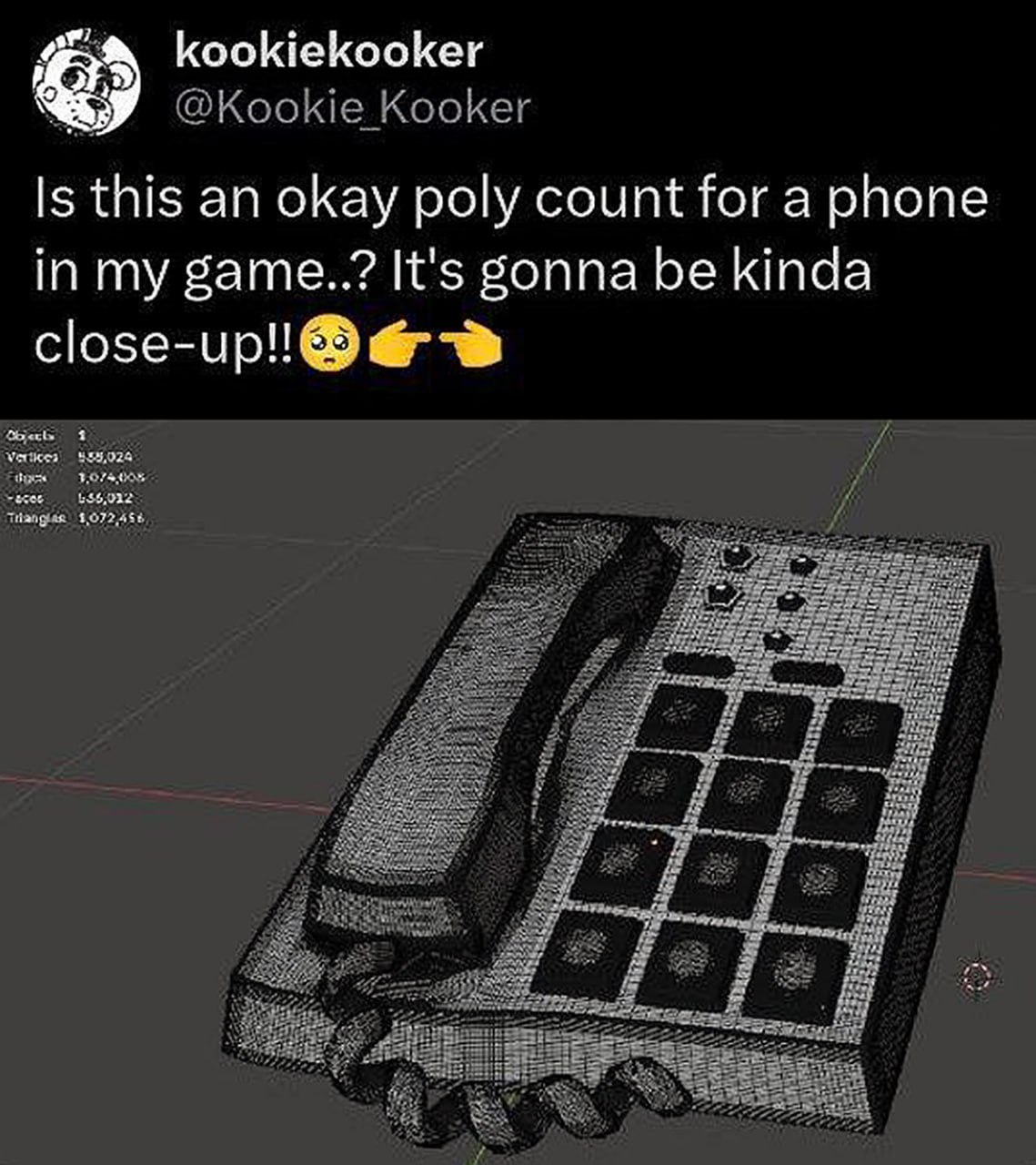 Is this an okay poly count for a phone 3D модель телефона с очень большим количеством полигонов