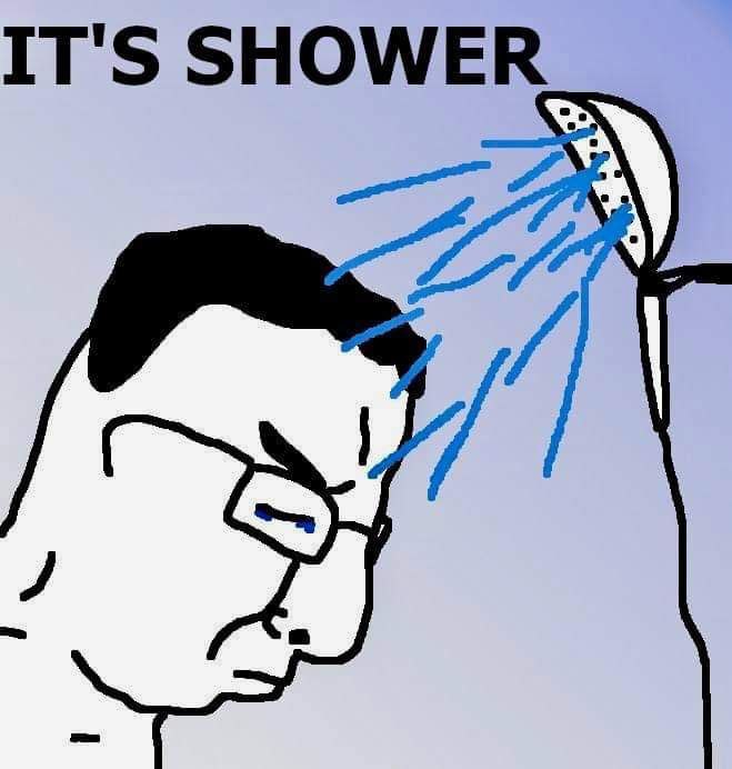 Мем с человеком под душем it’s shower Мужчина в очках под душем мем it’s shower