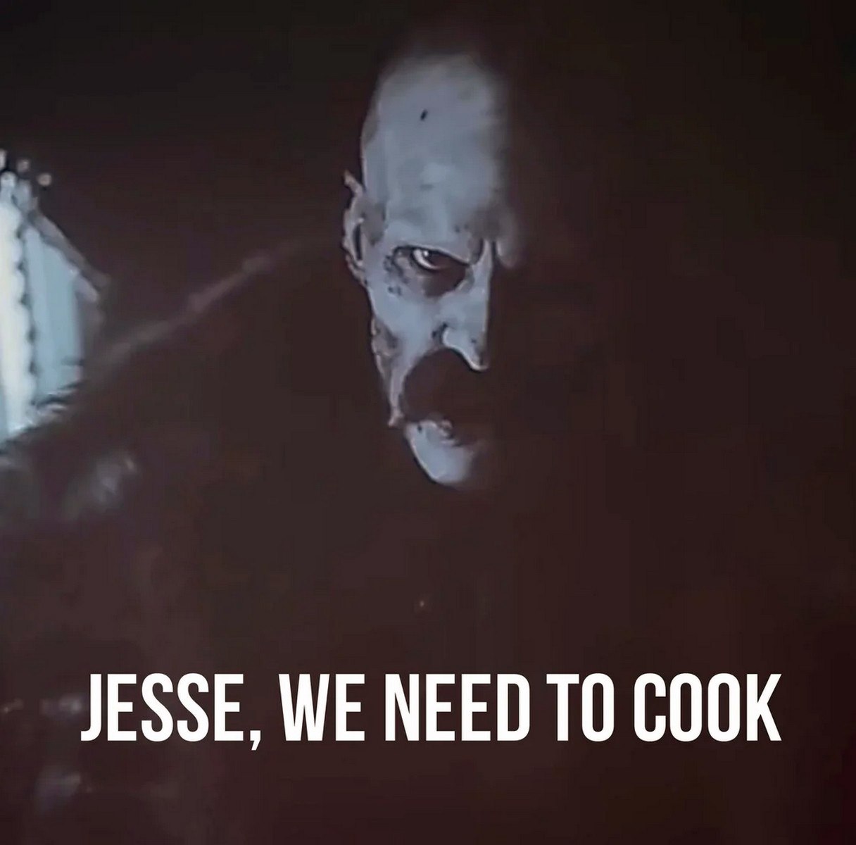 Jesse, we need to cook Мем с фразой "Jesse, we need to cook" и угрожающим персонажем