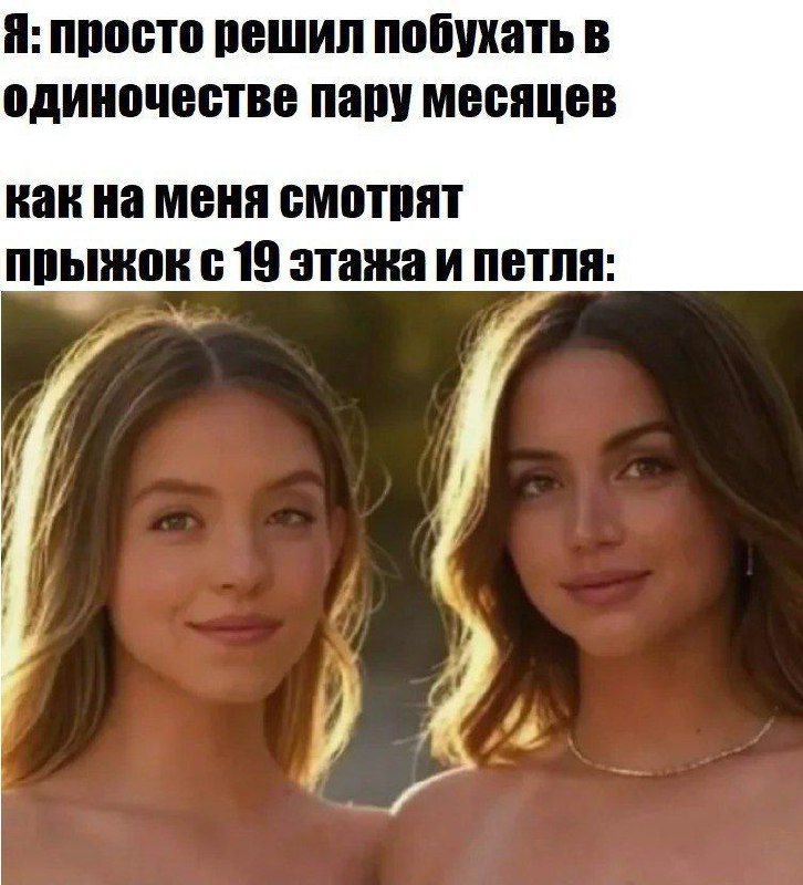 Как смотрят прыжок с 19 этажа и петля Мем с Сидни Суини и Аной де Армас, где они смотрят на смотрят на прыжок с 19 этажа и петлю после решения побухать в одиночестве.