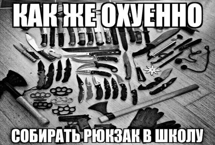 Как собирать рюкзак в школу Идеальный набор для подготовки к школе: ножи, топоры, кастеты и пистолет
