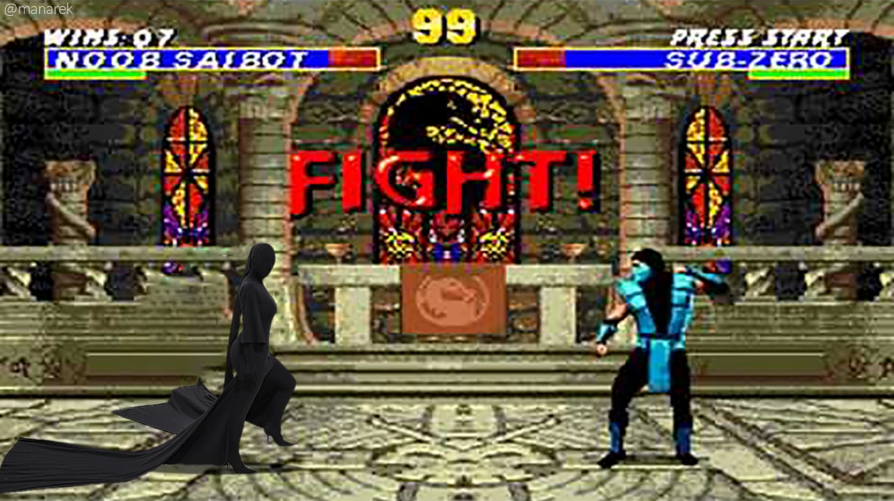 Ким Кардашьян и Нуб Сайбот в Mortal Kombat Ким Кардашьян в образе Нуб Сайбот из Mortal Kombat