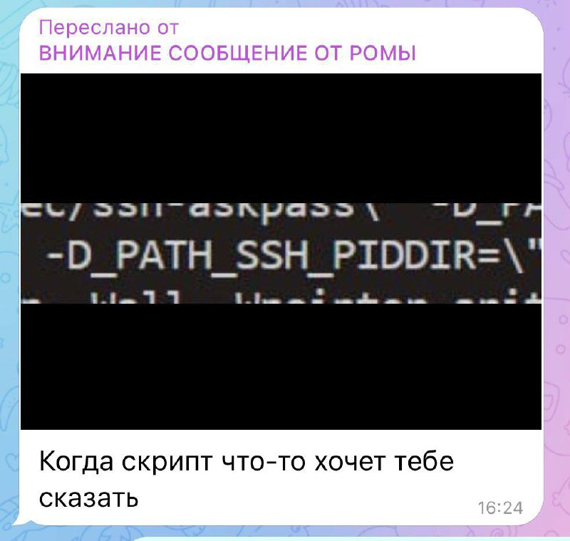 Когда скрипт что-то хочет тебе сказать Мем про программирование, где скрипт что-то хочет сказать и передает сообщение от Ромы.
