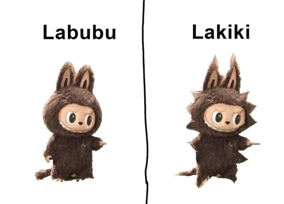 Labubu и Lakiki Мем с двумя персонажами в костюмах кролика и волка, Labubu и Lakiki