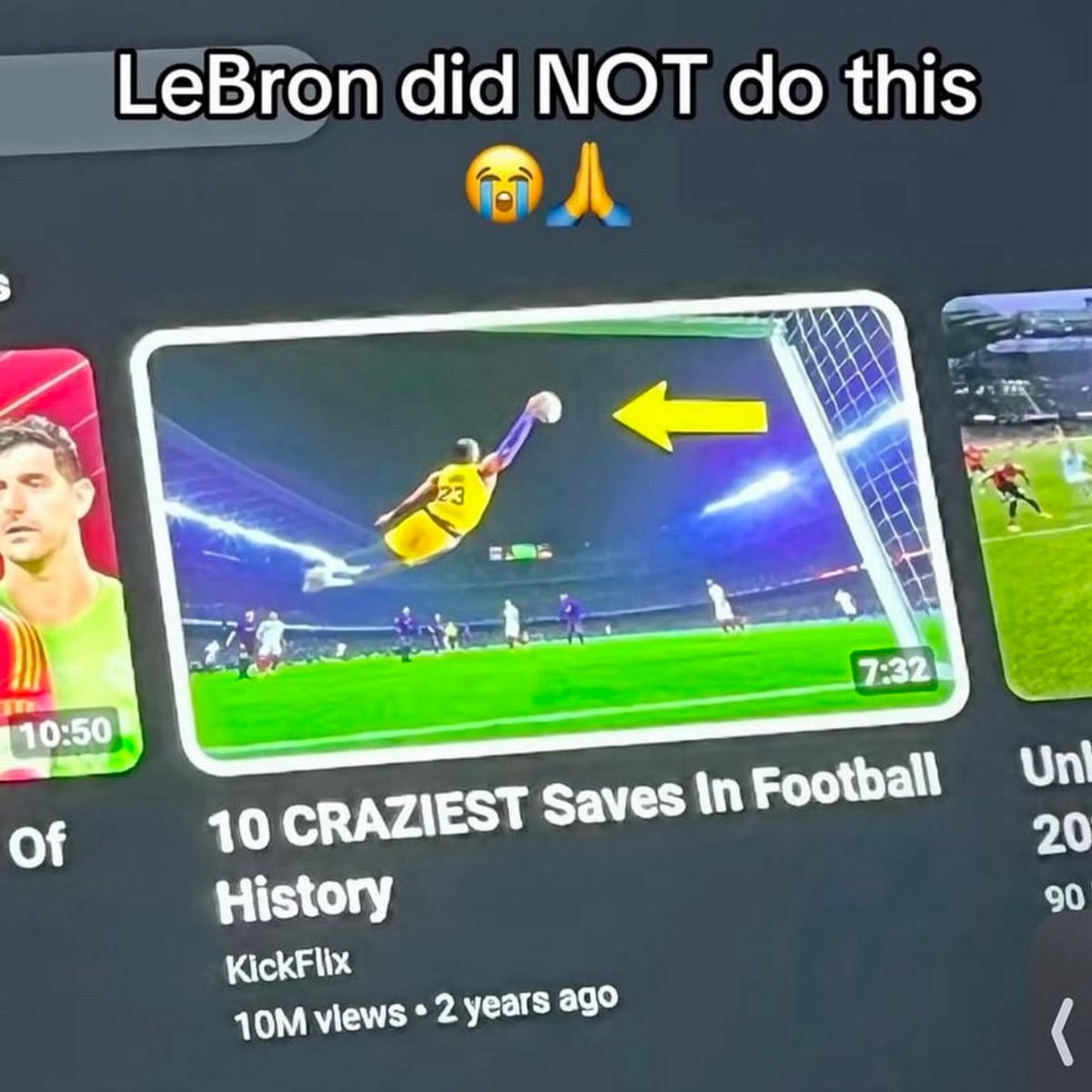 LeBron did NOT do this Леброн Джеймс «спасает» футбольные ворота на превью YouTube