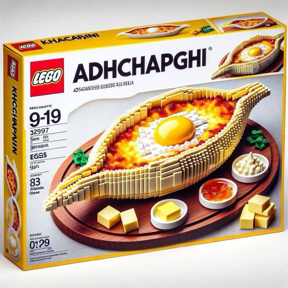 Lego хачапури Коробка конструктора Lego, из которого можно собрать аджарский хачапури