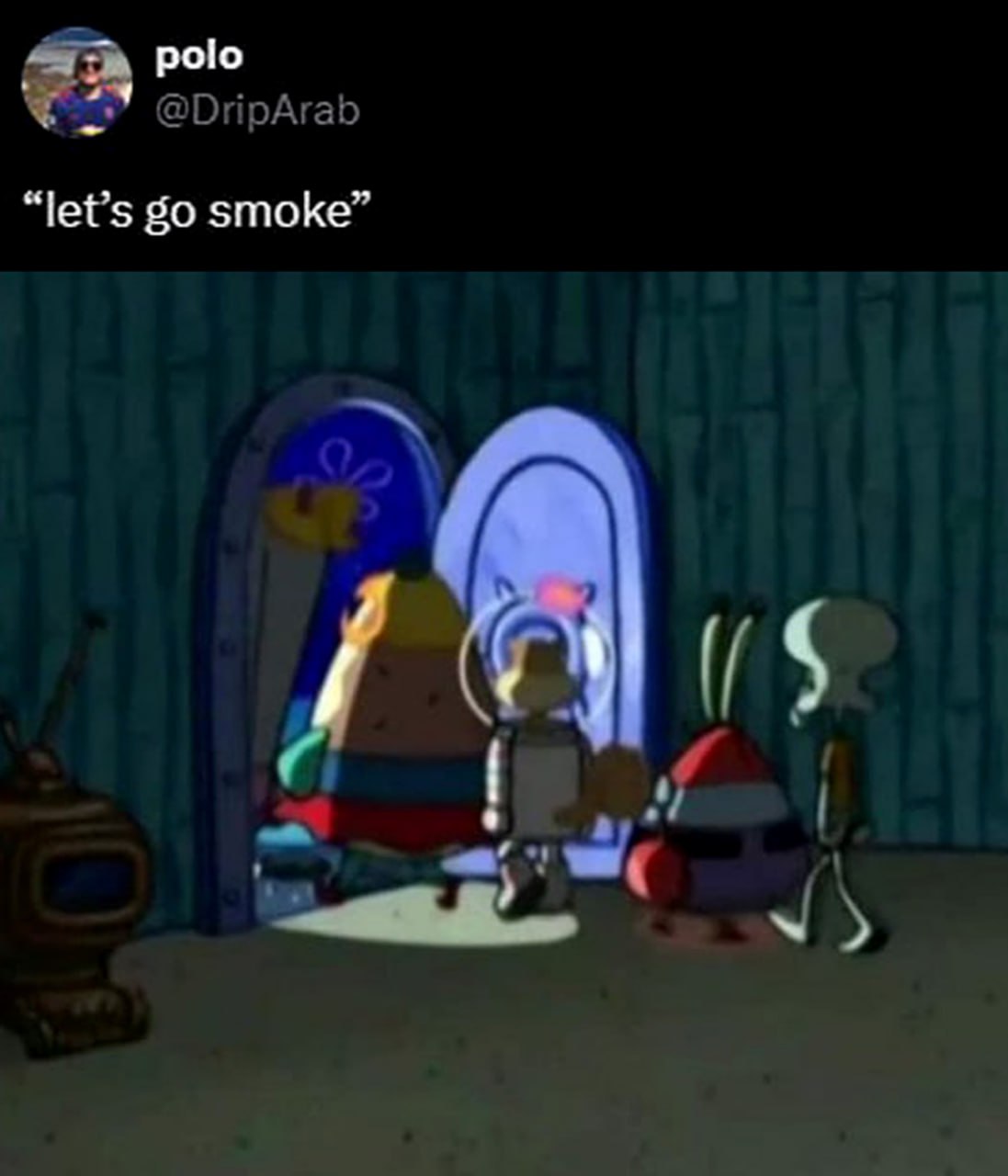 Let’s go smoke Сэнди, Сквидвард и Мистер Крабс собираются курить