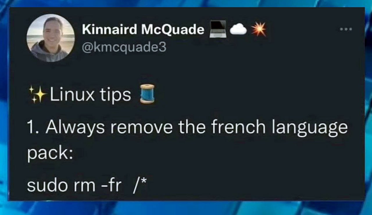 Linux tips. Always remove the french language pack Linux tips. Всегда удаляйте французский языковой пакет