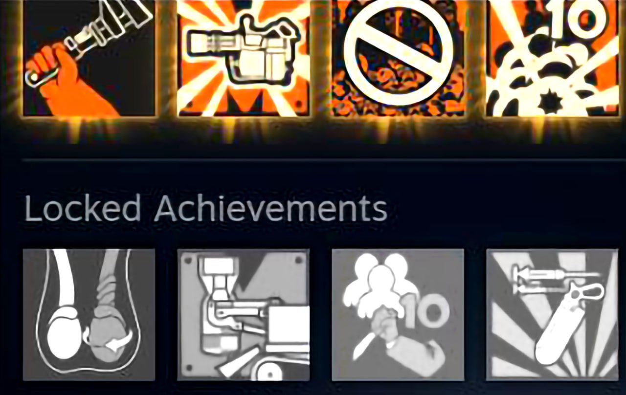 Мем Locked Achievements Мем с изображением разблокированных и заблокированных достижений в видеоигре, с надписью «Locked Achievements» под ними.