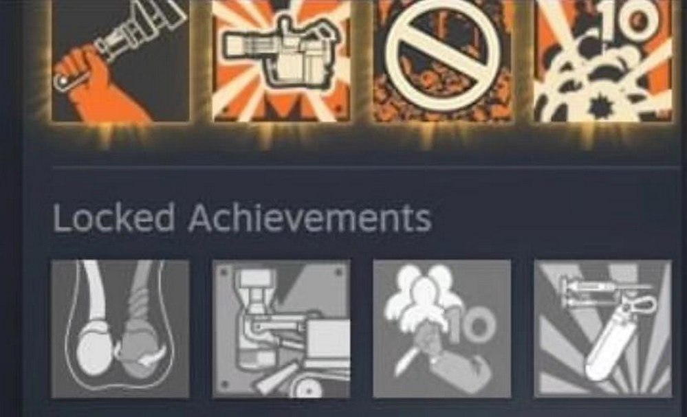 Locked Achievements TF2 Мем с разделом «Locked Achievements» из игры Team Fortress 2, где заблокированные достижения выглядят как весьма специфические задачи.