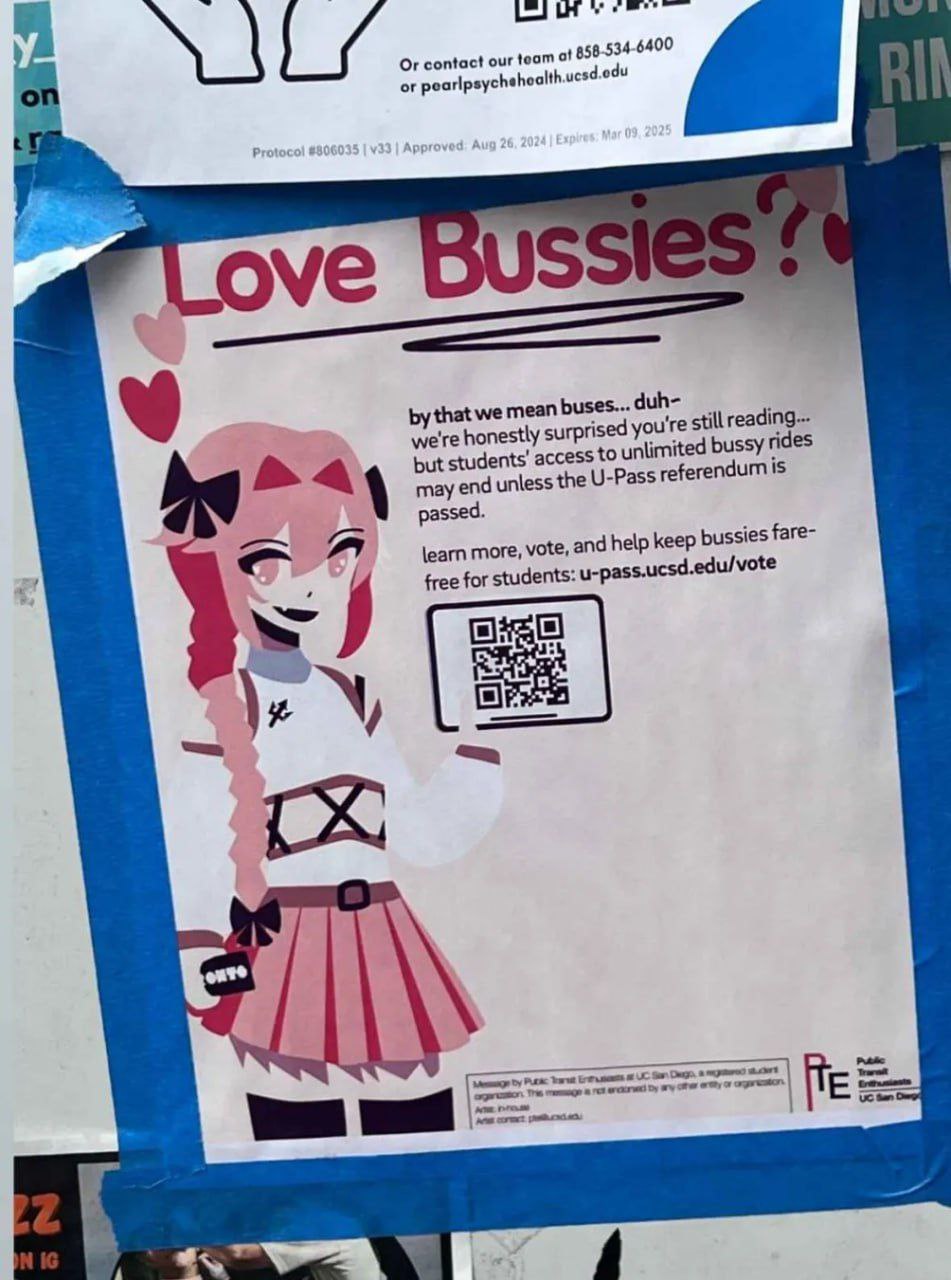 Мем про автобусы и U-Pass с аниме-девушкой "Love Bussies?"