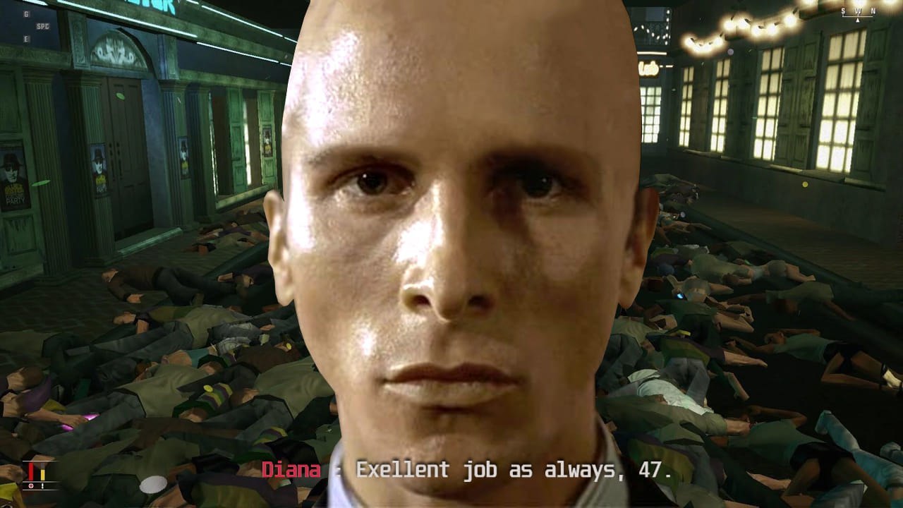 Лысый Патрик Бэйтман в Hitman Облысевший Патрик Бэйтман в игре Hitman 2: Silent Assassin