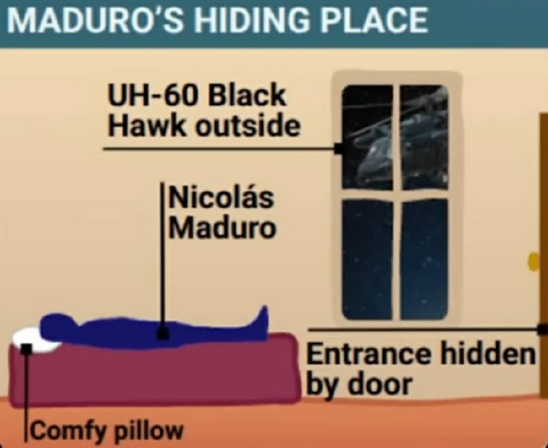 Мадуро спит, пока вертолет UH-60 Black Hawk летает снаружи